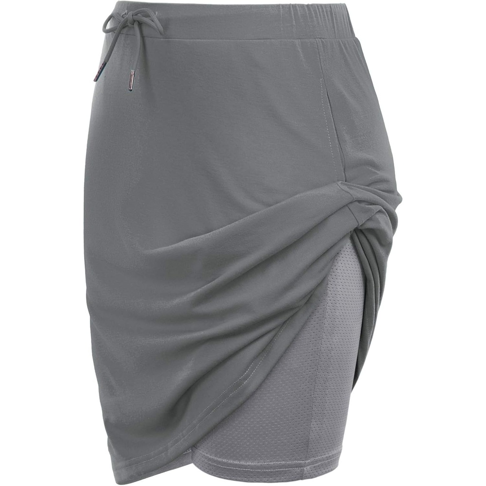image:imageJACK SMITH Womens Stretchy Knee Length Skirts Athletic Skorts for Woman Drawstring Waist with Mesh Shorts PocketsGrey