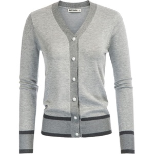 GRACE KARIN Cardigan Sweaters for Women Lightweight Long Sleeve Cropped Cardigan Summer Fall Fashion Clothing Outfits Shrug(Contrast Grey)