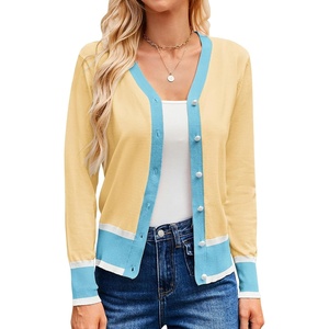 GRACE KARIN Cardigan Sweaters for Women Lightweight Long Sleeve Cropped Cardigan Summer Fall Fashion Clothing Outfits Shrug(Light Yellow)
