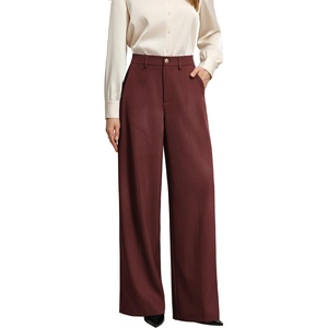 GRACE KARIN Womens Wide Leg Dress Pants,2026 Fall High Waisted Trousers with Pockets, Business Office Work Slacks Outfit(Burgundy)