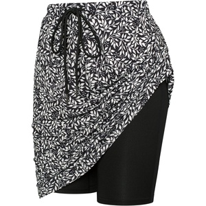 JACK SMITH Women’s Stretchy Knee Length Skirts Athletic Skorts for Woman Drawstring Waist with Mesh Shorts Pockets(Black Leaves)