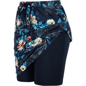 JACK SMITH Women’s Stretchy Knee Length Skirts Athletic Skorts for Woman Drawstring Waist with Mesh Shorts Pockets(Blue Floral Prints)