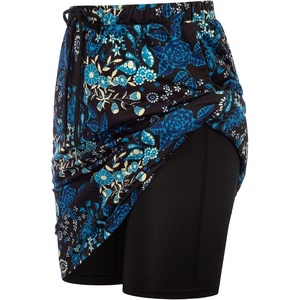 JACK SMITH Women’s Stretchy Knee Length Skirts Athletic Skorts for Woman Drawstring Waist with Mesh Shorts Pockets(Blue Flower Patterns)