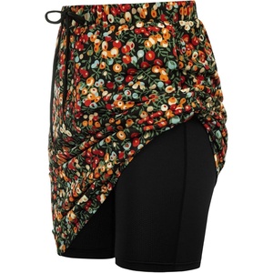 JACK SMITH Women’s Stretchy Knee Length Skirts Athletic Skorts for Woman Drawstring Waist with Mesh Shorts Pockets(Cherry Patterns Black)