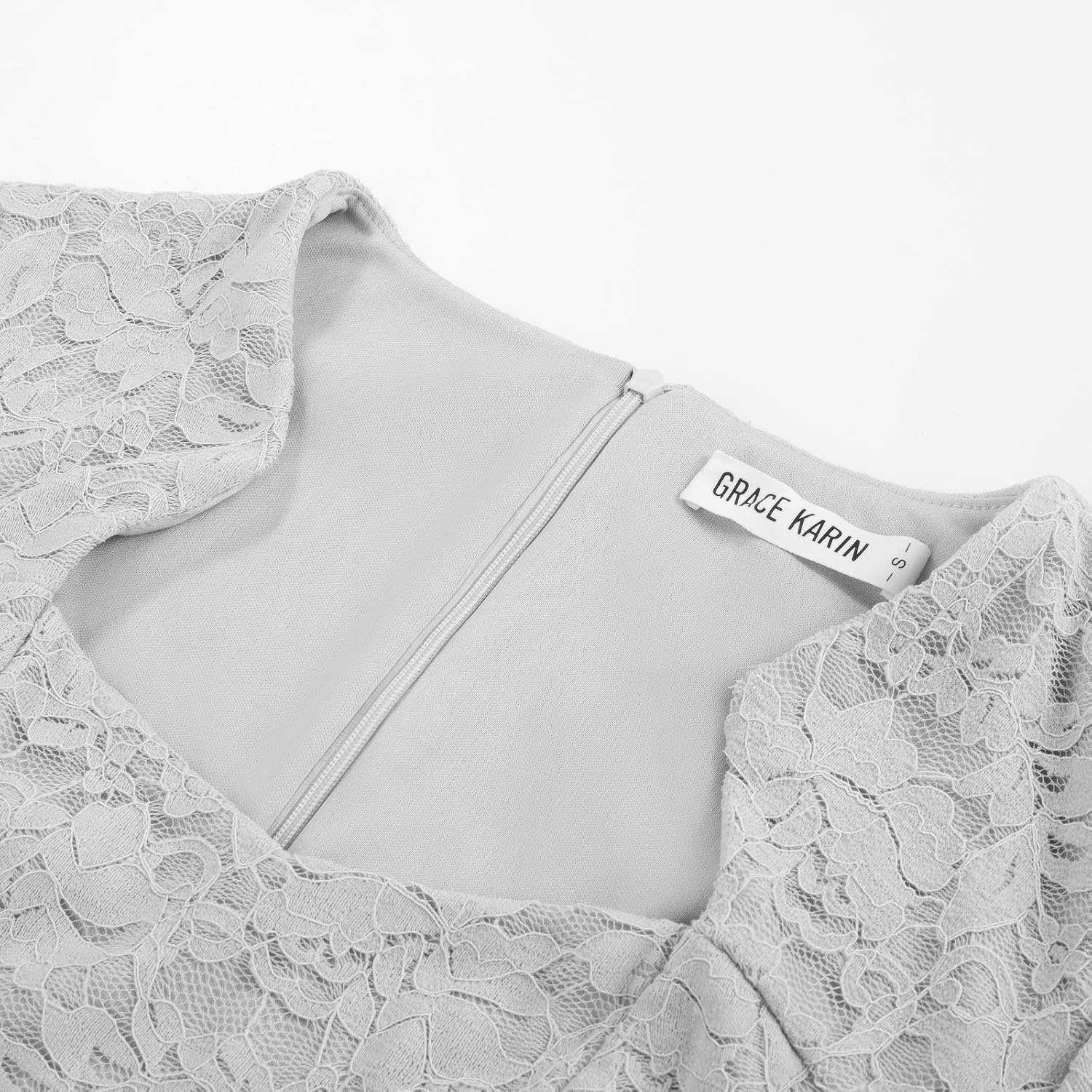 image:imageGRACE KARIN Cocktail Dress for Women Cap Sleeve Lace Dress for Wedding Guest Business Casual DressesLight Gray