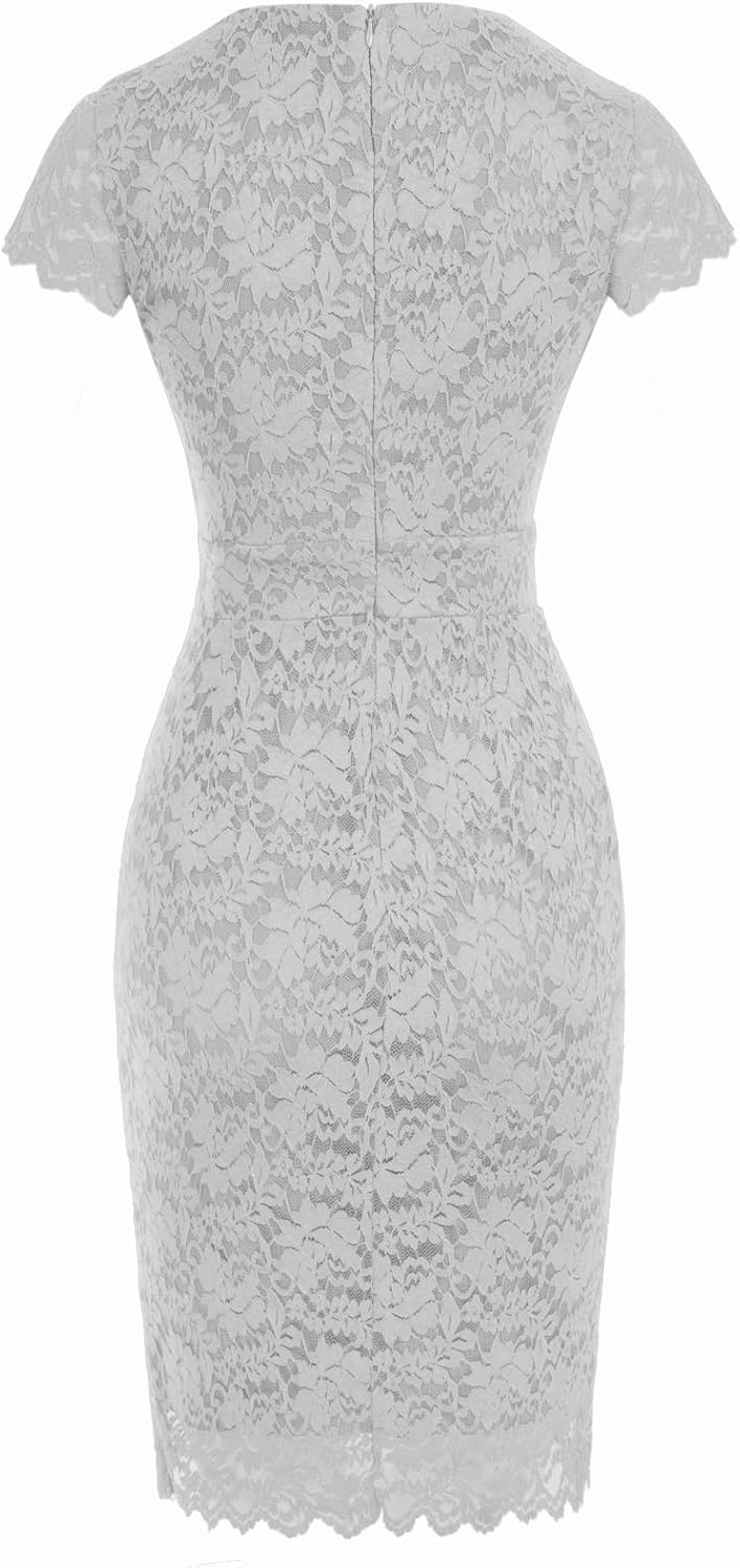 image:imageGRACE KARIN Cocktail Dress for Women Cap Sleeve Lace Dress for Wedding Guest Business Casual DressesLight Gray
