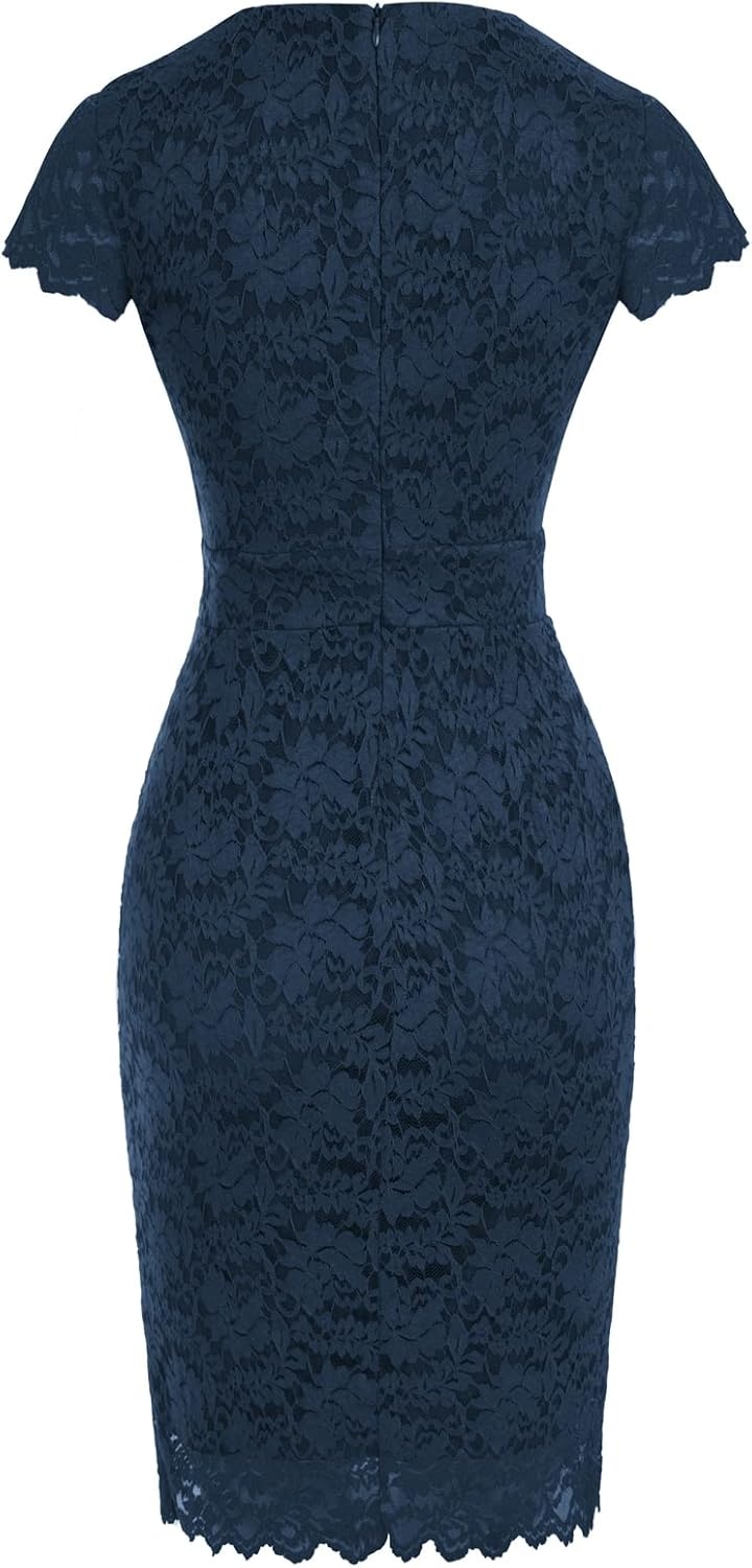 image:imageGRACE KARIN Cocktail Dress for Women Cap Sleeve Lace Dress for Wedding Guest Business Casual DressesNavy Blue