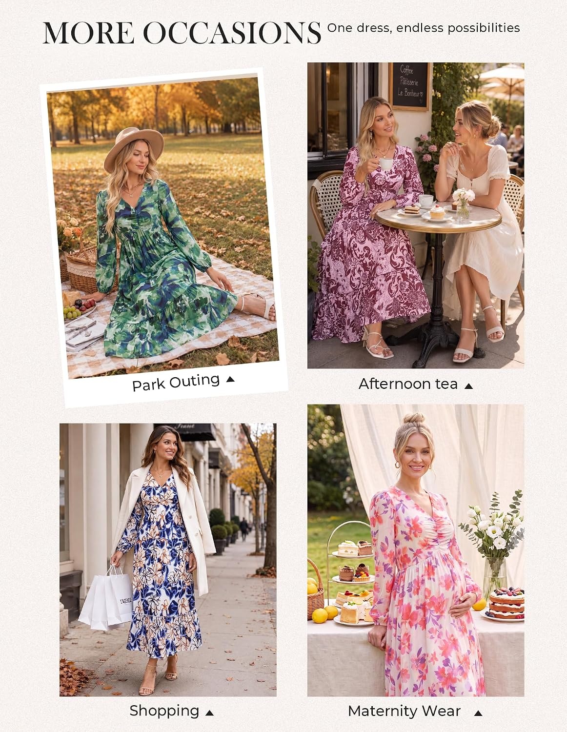 image:imageGRACE KARIN Womens Fall Wedding Guest Dresses 2026 Floral Long Sleeve V Neck Maxi Dress Boho Flowy Outfit with PocketsWine Red Floral