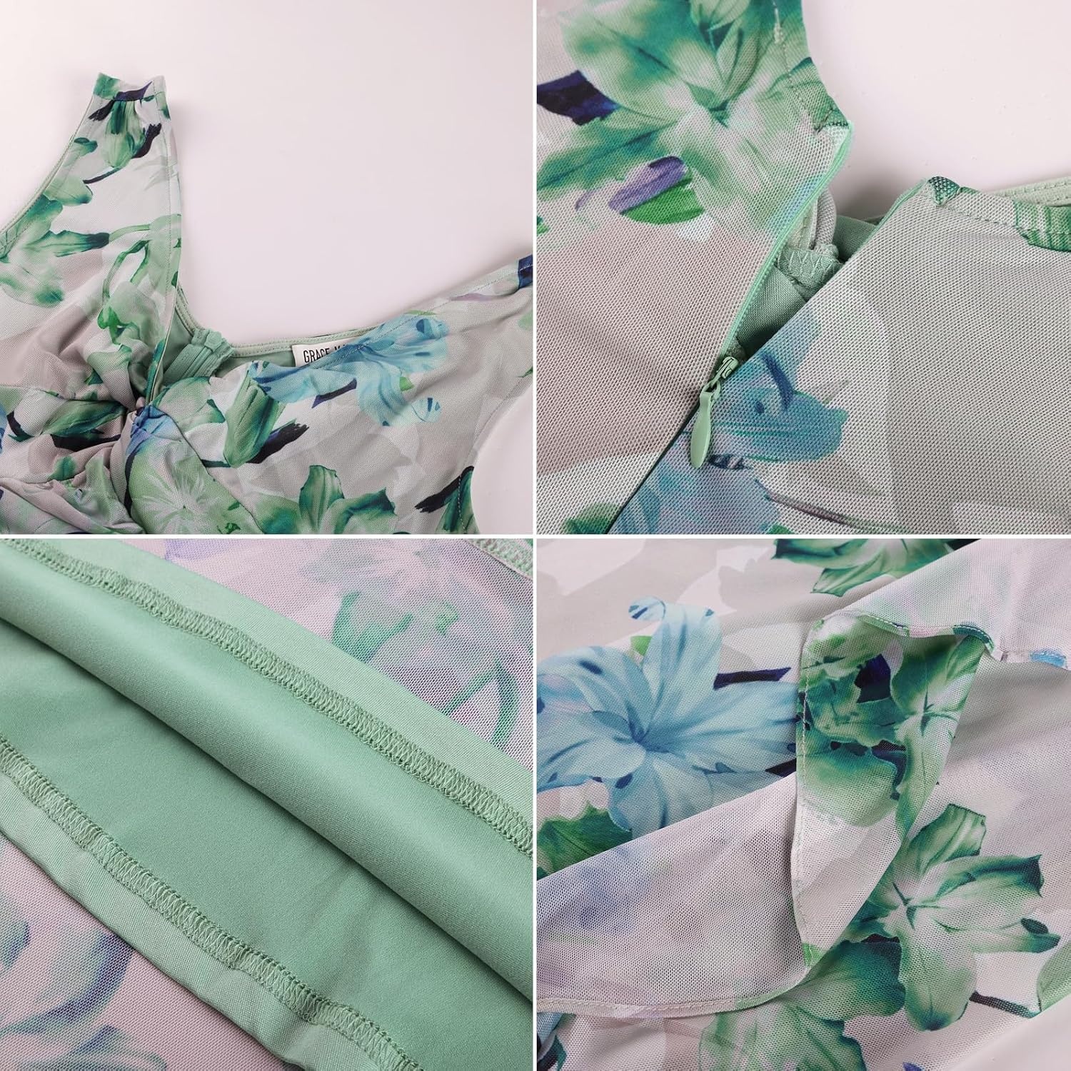 image:imageGRACE KARIN Womens Summer Sleeveless Floral Maxi Dress V Neck Formal Wedding Guest Dress A Line Beach Vacation ClothesLight Green Floral