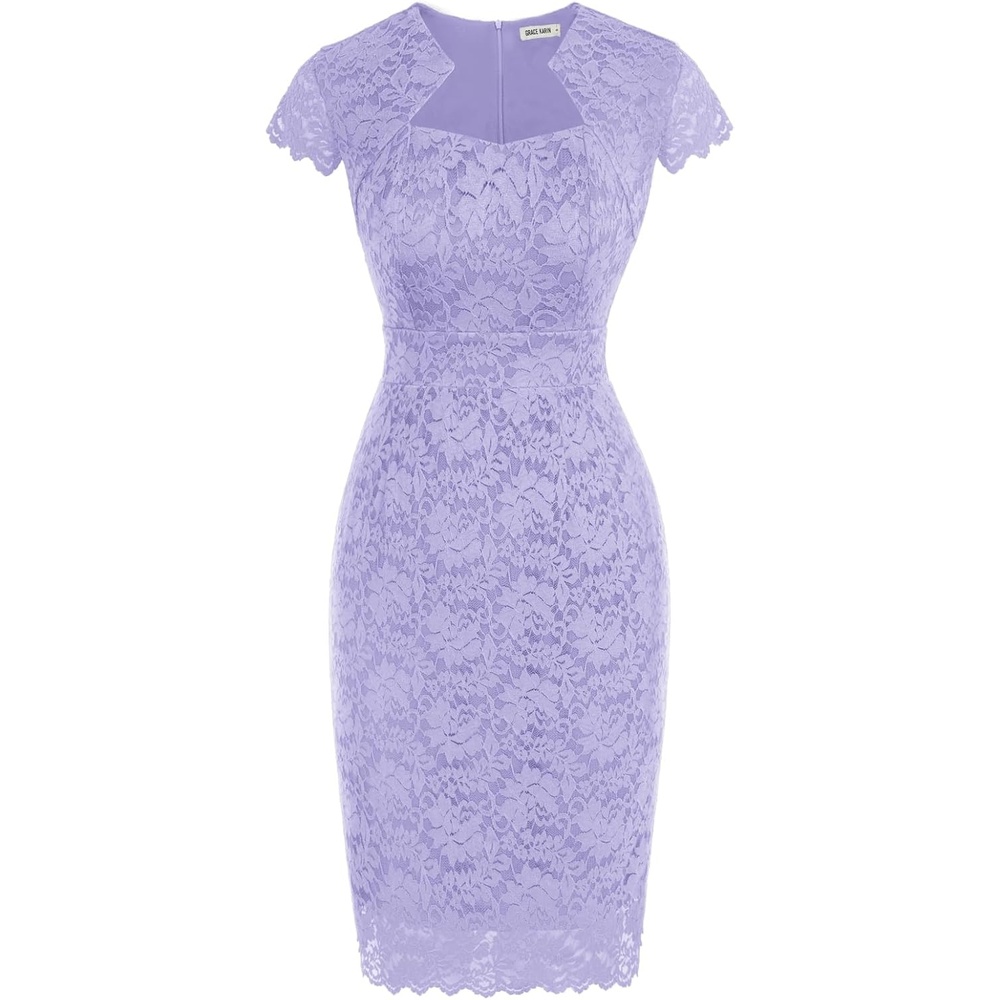 image:imageGRACE KARIN Cocktail Dress for Women Cap Sleeve Lace Dress for Wedding Guest Business Casual DressesLavender