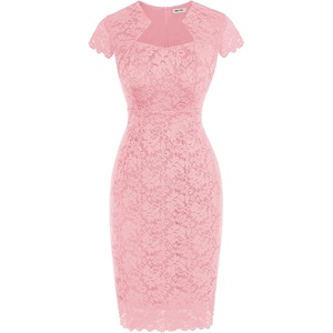 GRACE KARIN Cocktail Dress for Women Cap Sleeve Lace Dress for Wedding Guest Business Casual Dresses(Candy Pink)