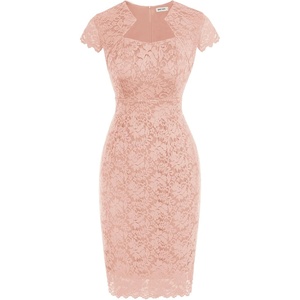 GRACE KARIN Cocktail Dress for Women Cap Sleeve Lace Dress for Wedding Guest Business Casual Dresses(Coral Pink)