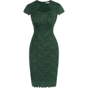 GRACE KARIN Cocktail Dress for Women Cap Sleeve Lace Dress for Wedding Guest Business Casual Dresses(Dark Green)