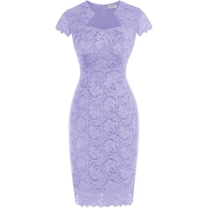GRACE KARIN Cocktail Dress for Women Cap Sleeve Lace Dress for Wedding Guest Business Casual Dresses(Lavender)
