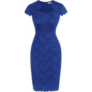 GRACE KARIN Cocktail Dress for Women Cap Sleeve Lace Dress for Wedding Guest Business Casual Dresses(Royal Blue)