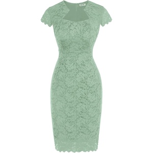 GRACE KARIN Cocktail Dress for Women Cap Sleeve Lace Dress for Wedding Guest Business Casual Dresses(Sage Green)