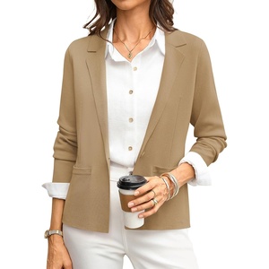 GRACE KARIN Women Sweater Blazer Business Casual 2026 Knit Suit Jackets Long Sleeve Lightweight Cardigan Work Office(Camel)