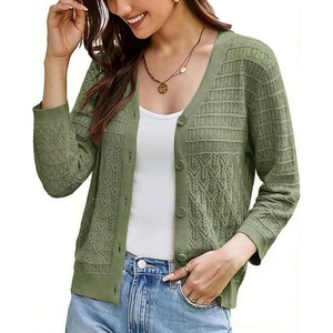 GRACE KARIN Womens Lightweigt Cardigan Sweater, 2026 Summer 3/4 Sleeve Button Down Cardigans, Trendy Knit Shrug Outfit(Green)