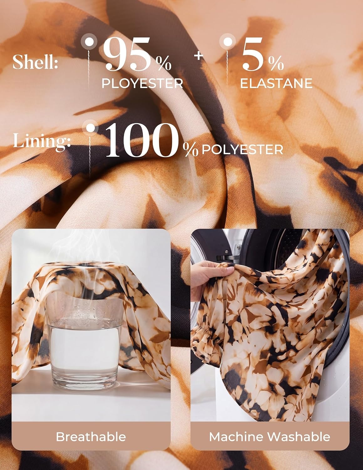 image:imageGRACE KARIN Womens Long Sleeve Business Casual Shirts 2026 Front Bow Tie Neck Chiffon Blouse Polka Dot Floral TopsFloral Mocha Mix