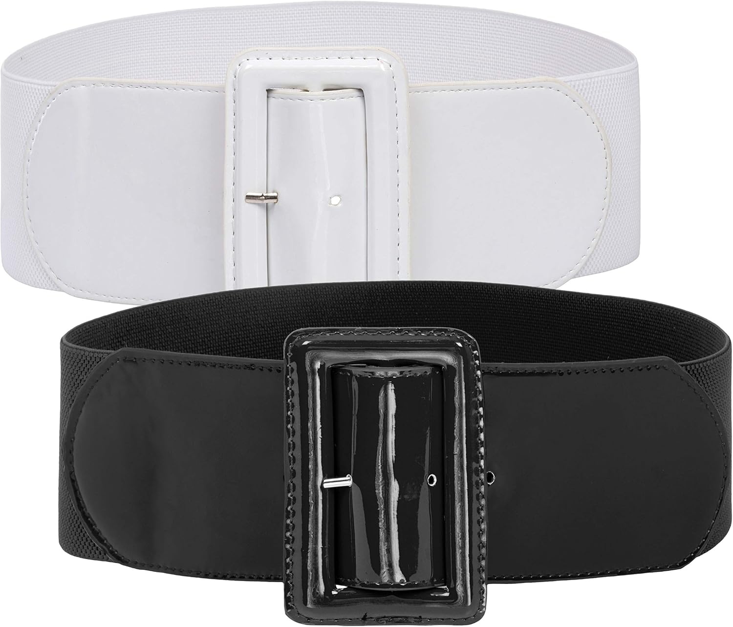 image:imageGRACE KARIN Womens Stretchy Belt 1950s 3 Inch Wide Elastic BeltsBlackwhite