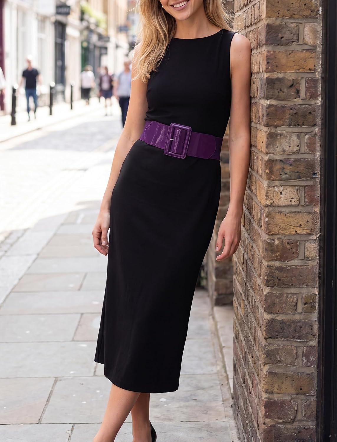 image:imageGRACE KARIN Womens Stretchy Belt 1950s 3 Inch Wide Elastic BeltsDark Purple