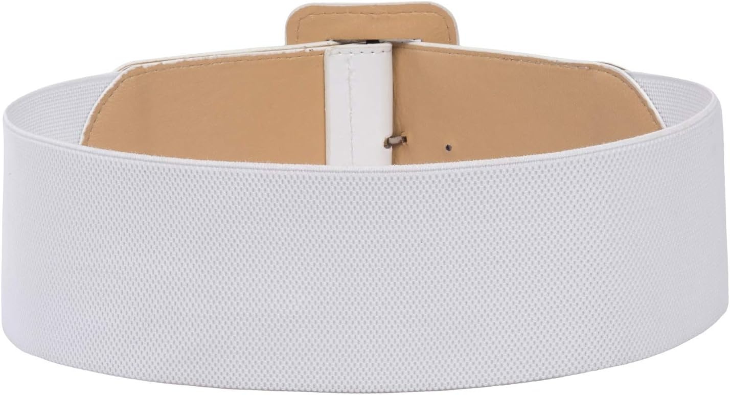 image:imageGRACE KARIN Womens Stretchy Belt 1950s 3 Inch Wide Elastic BeltsWhite
