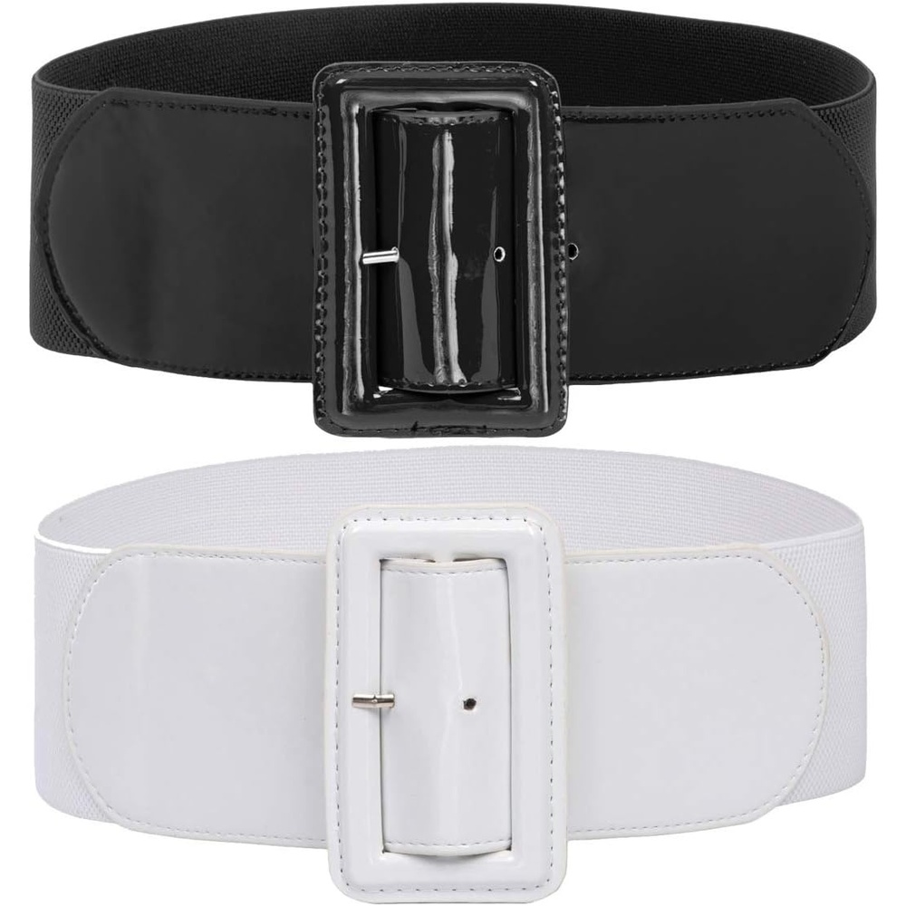 image:imageGRACE KARIN Womens Stretchy Belt 1950s 3 Inch Wide Elastic BeltsBlackwhite