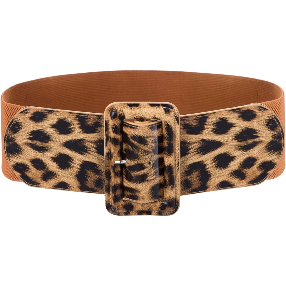 image:imageGRACE KARIN Womens Stretchy Belt 1950s 3 Inch Wide Elastic BeltsLeopard