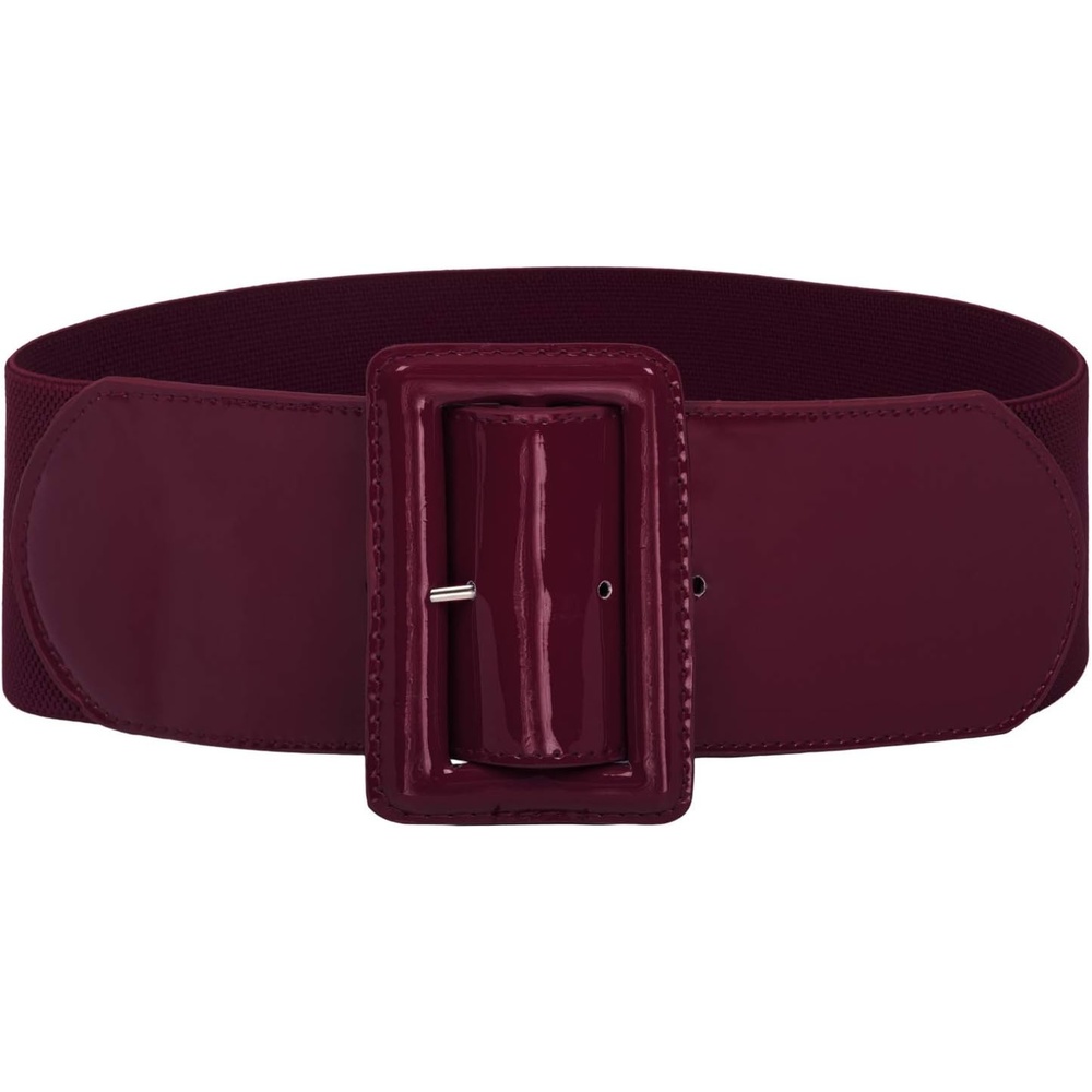 image:imageGRACE KARIN Womens Stretchy Belt 1950s 3 Inch Wide Elastic BeltsWine Red
