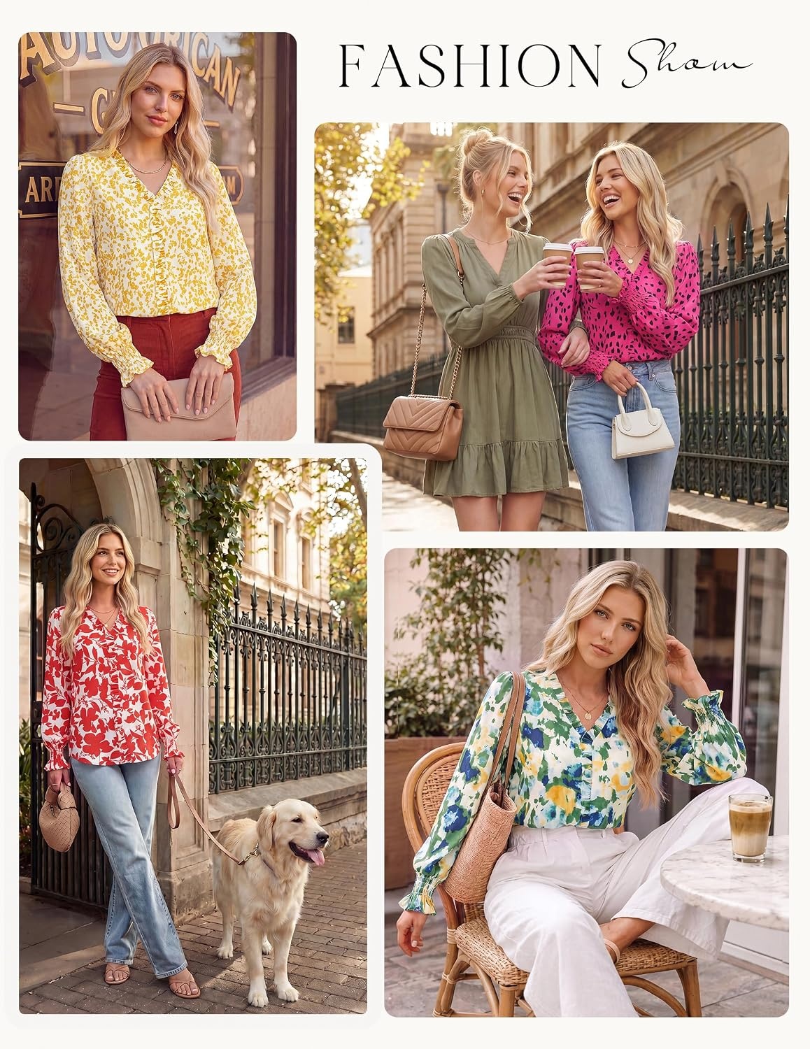 image:imageGRACE KARIN Boho Long Sleeve Tops for Women 2026V Neck Chiffon Blouses Dressy CasualRuffle Floral Shirt Fall Trendy ClothesYellow