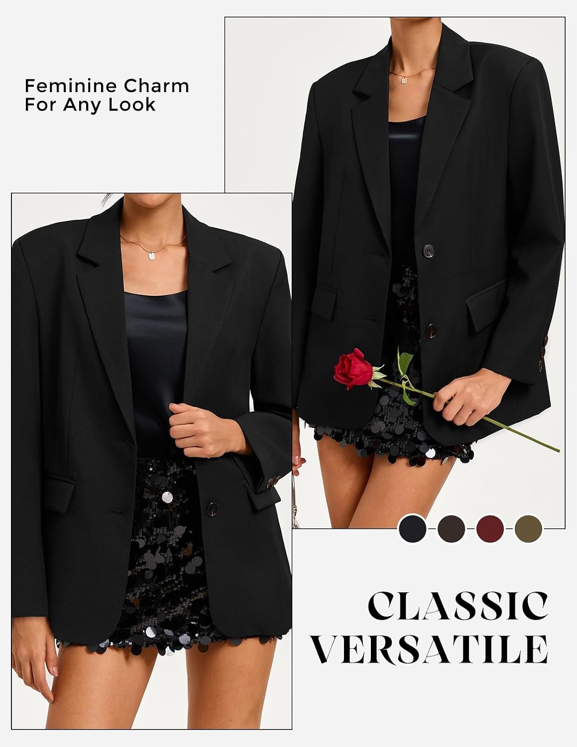 image:imageGRACE KARIN Womens Blazer Business Casual 2026 Fall Work Office Suit Jackets Long Sleeve Lapel Open Front with PocketsBlack