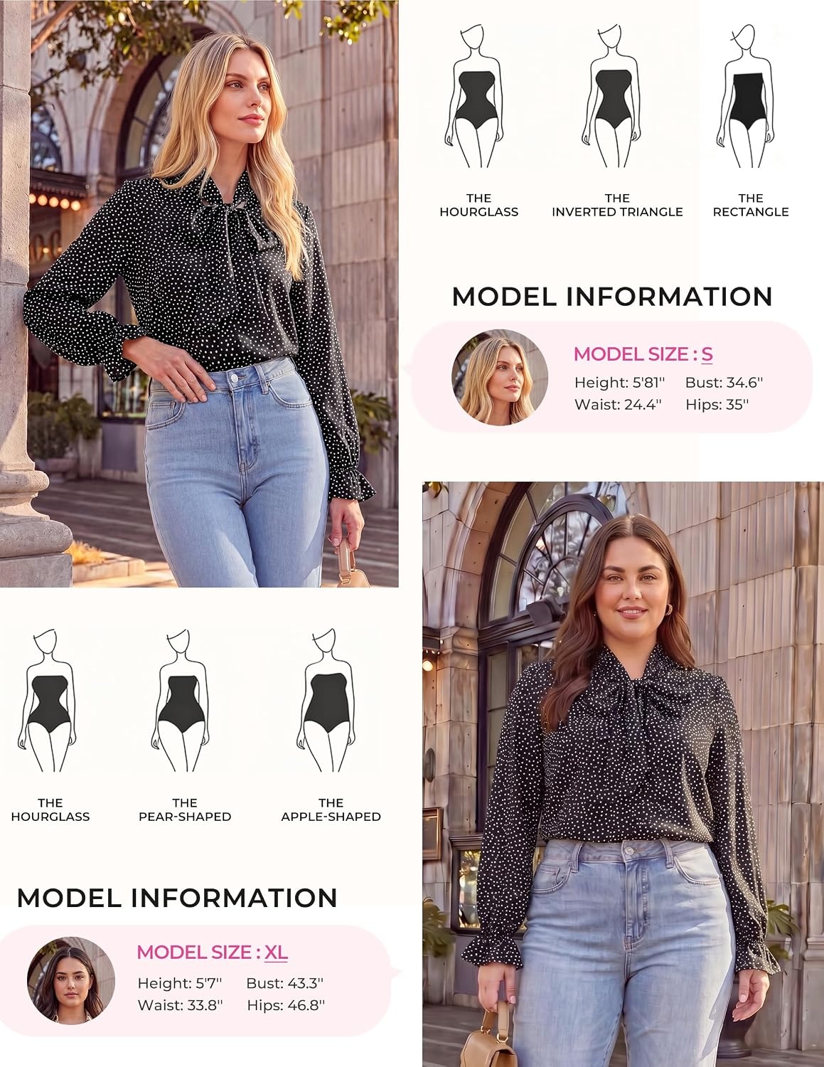 image:imageGRACE KARIN Womens Long Sleeve Bow Tie Neck Blouses Polka Dot Floral Chiffon Tops Business Casual Work Fall Shirts 2026Dot Black