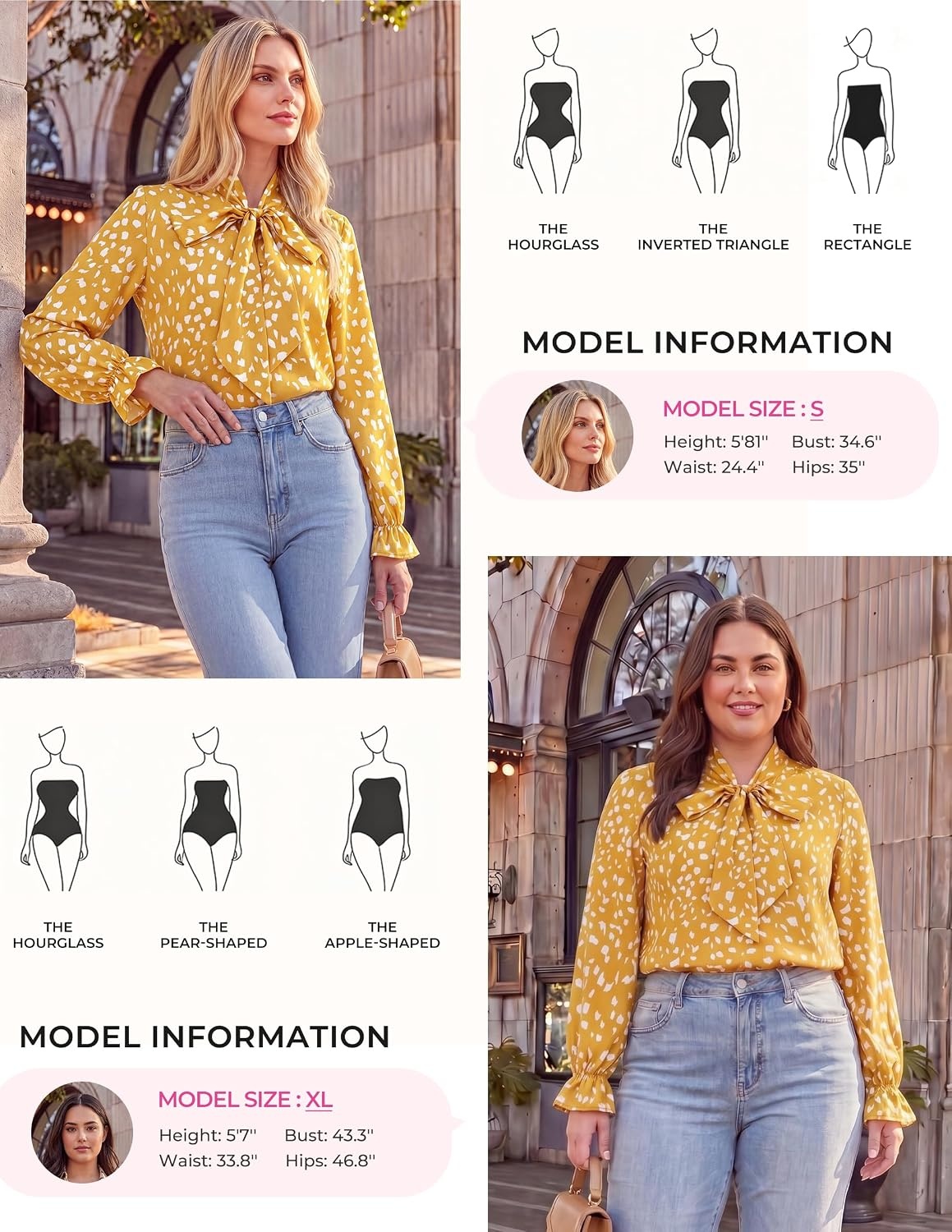 image:imageGRACE KARIN Womens Long Sleeve Bow Tie Neck Blouses Polka Dot Floral Chiffon Tops Business Casual Work Fall Shirts 2026Dot Yellow