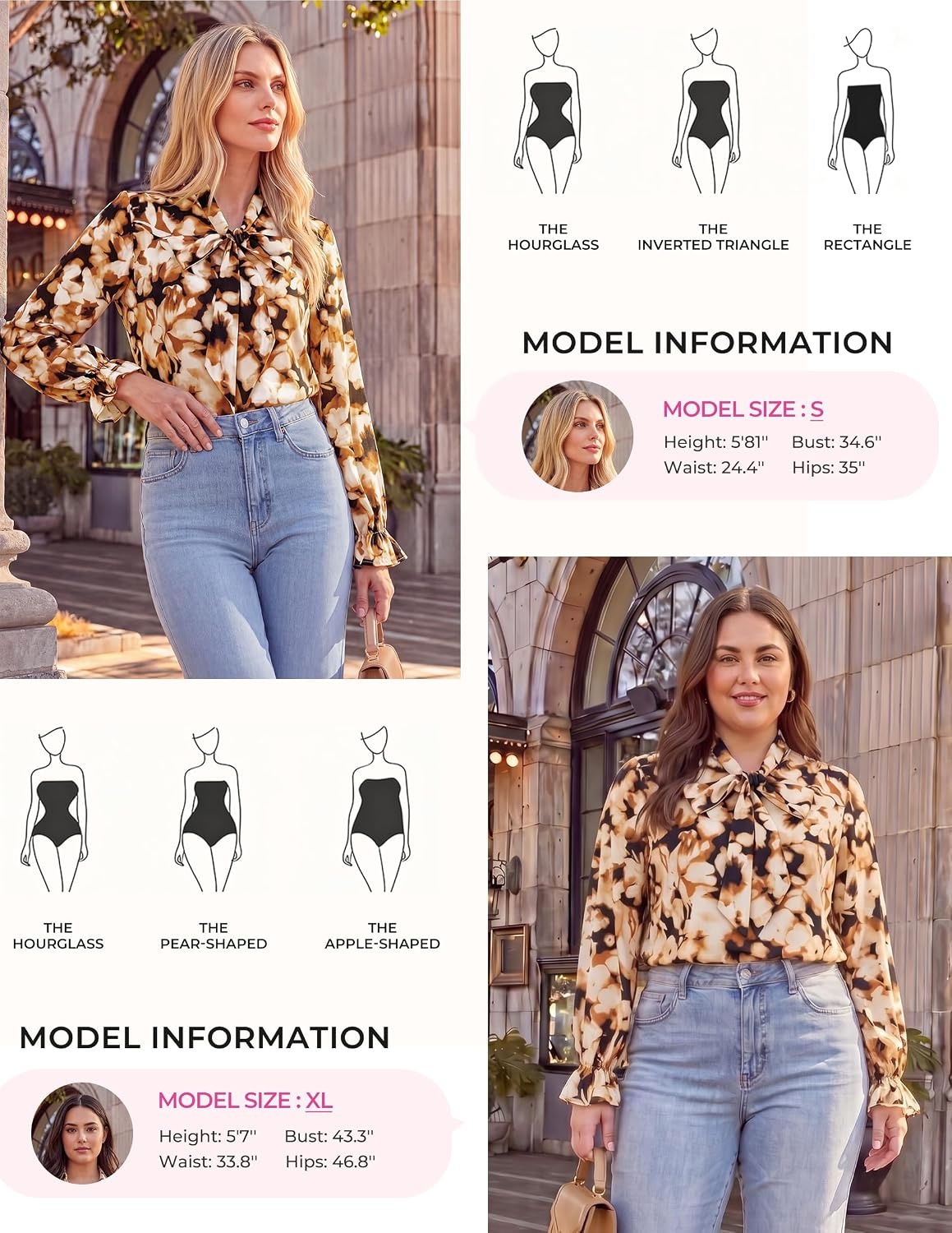 image:imageGRACE KARIN Womens Long Sleeve Bow Tie Neck Blouses Polka Dot Floral Chiffon Tops Business Casual Work Fall Shirts 2026Floral Mocha Mix