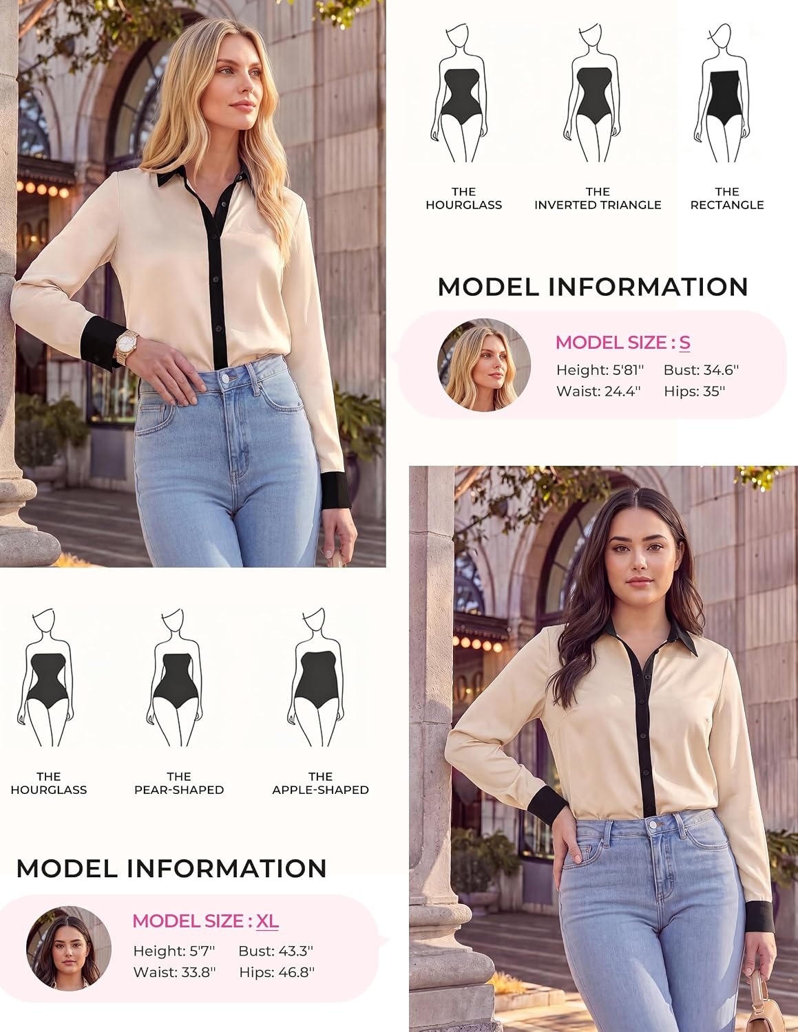 image:imageGRACE KARIN Womens Silk Button Down Shirts Satin Floral Blouses Long Sleeve Business Casual Tops 2026Apricot