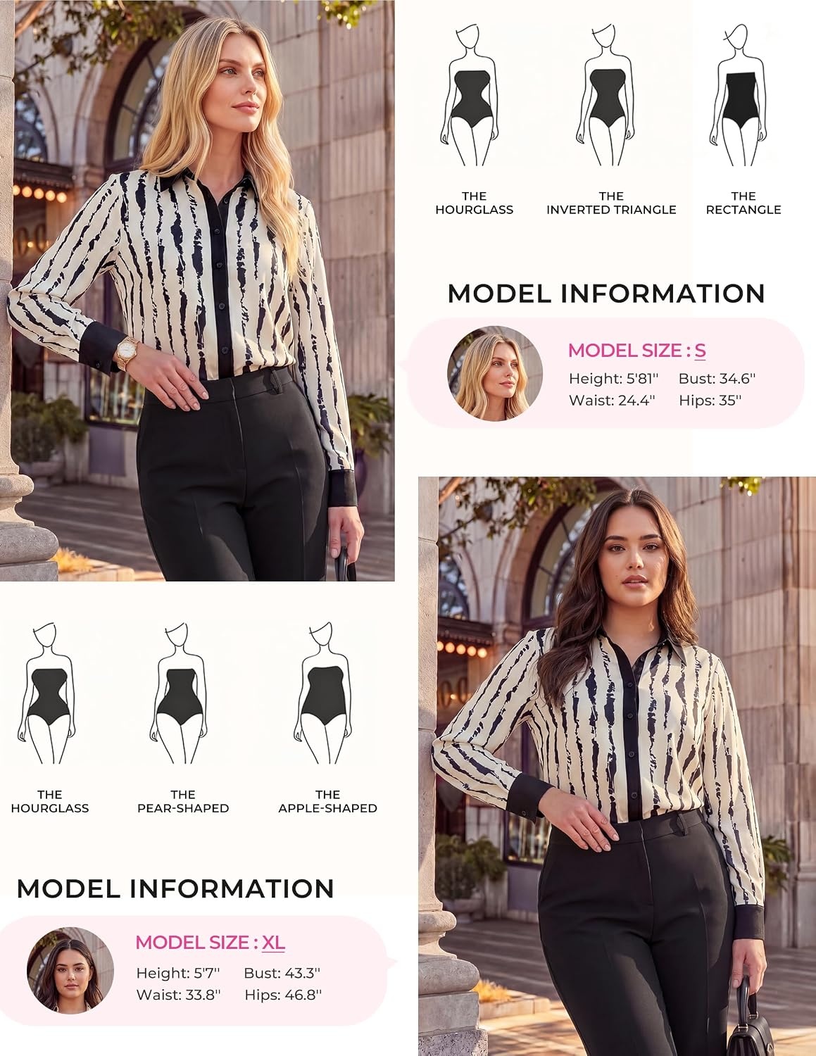 image:imageGRACE KARIN Womens Silk Button Down Shirts Satin Floral Blouses Long Sleeve Business Casual Tops 2026Black Stripes