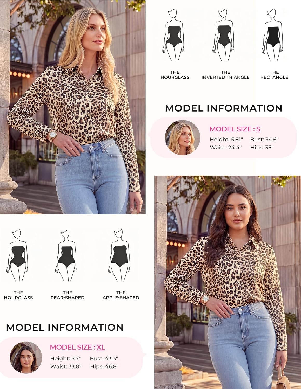 image:imageGRACE KARIN Womens Silk Button Down Shirts Satin Floral Blouses Long Sleeve Business Casual Tops 2026Leopard