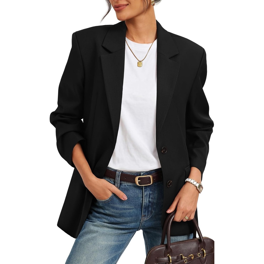 image:imageGRACE KARIN Womens Blazer Business Casual 2026 Fall Work Office Suit Jackets Long Sleeve Lapel Open Front with PocketsBlack