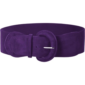 GRACE KARIN Belts for Women Suede Elastic Wide Belt Vintage Stretchy Chunky Buckle Belts S-XXL(Suede#purple)