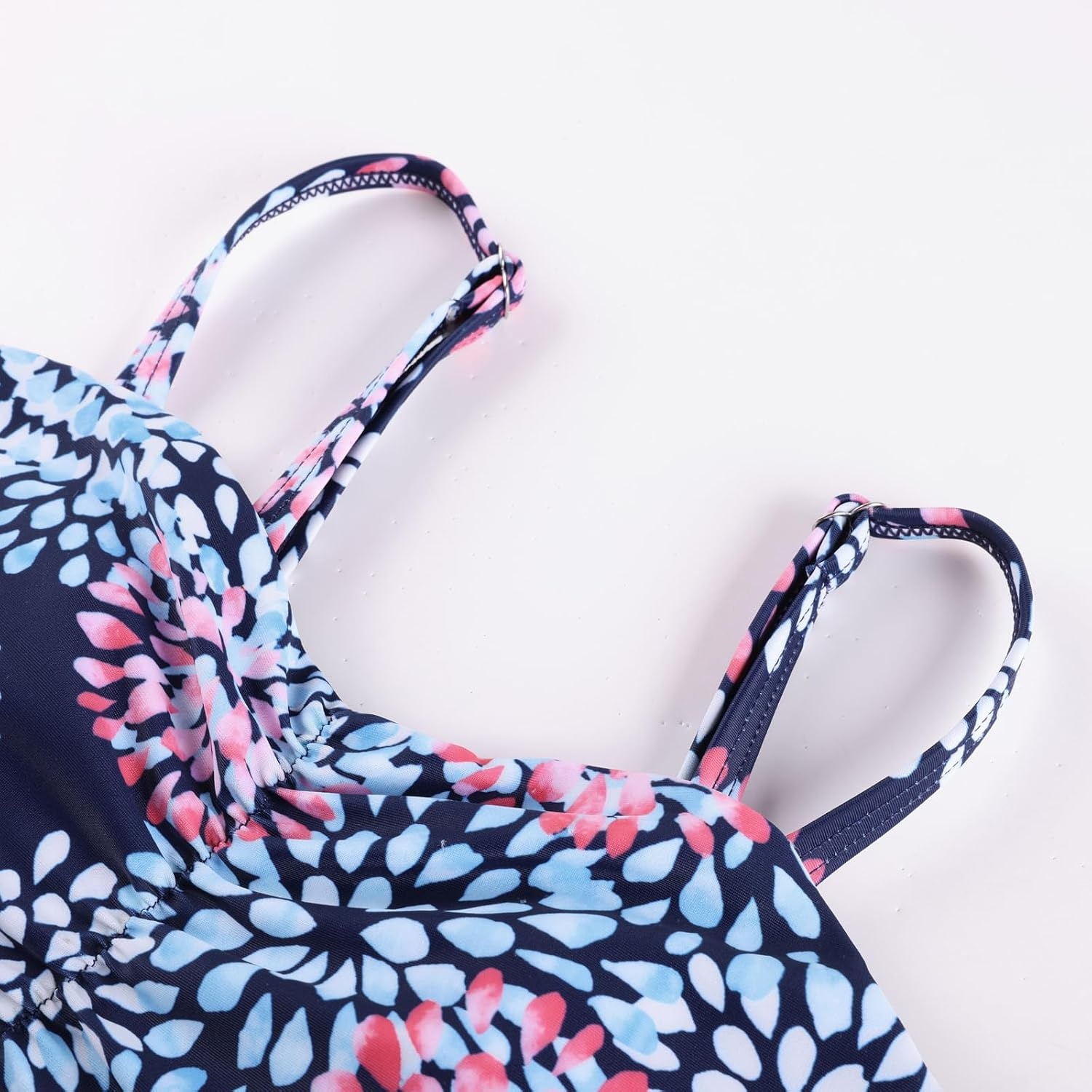 image:imageGRACE KARIN Girls Tankini Swimsuit Swimwear Teen Cute Ruffle Bathing Suit Kids 2 Piece Shirred Bikini Set with Padded 816Blue Fireworks