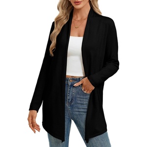 GRACE KARIN Long Cardigans for Women Lightweight Open Front Knit Draped Cardigan Sweaters Business Casual Dusters(Black)