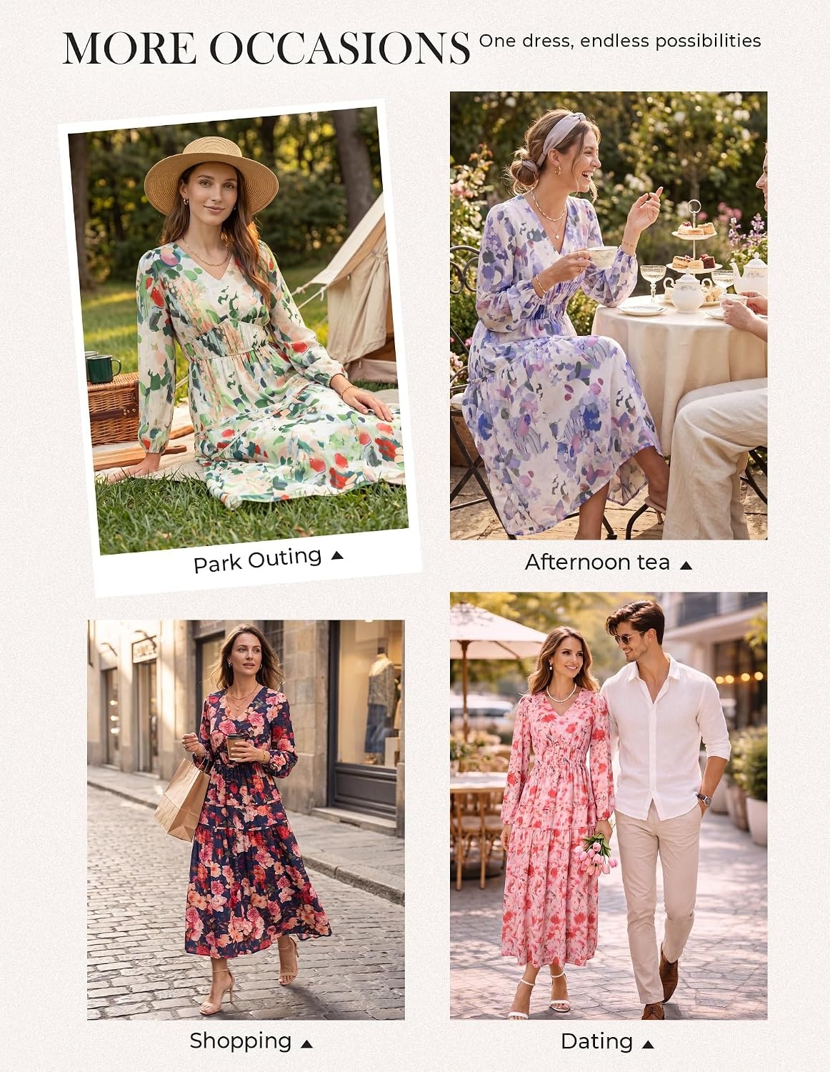 image:imageGRACE KARIN Womens Long Sleeve Floral Maxi Fall Dress 2026 High Waisted Pocket V Neck A Line Flowy Casual Modest Fall Fashion Outfit Clothes Suitable for Wedding GuestPartyDatesOrange White Flower