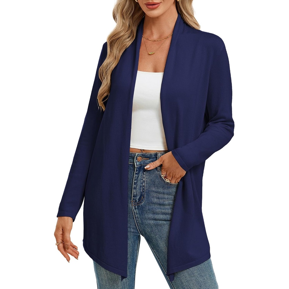 image:imageGRACE KARIN Long Cardigans for Women Lightweight Open Front Draped Sweaters Knit Cardigan Sweaters Business Casual Dusters Fall Outfits For Women Long Sweater Cardigan WomenNavy Blue