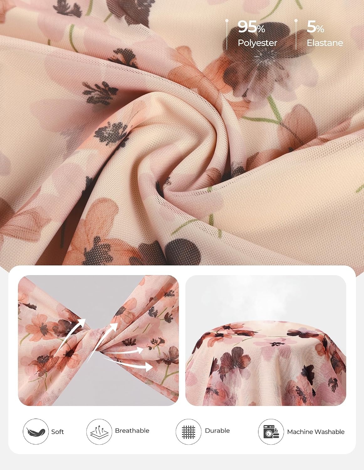 image:imageGRACE KARIN 2026 Womens Mesh Tops Ruffle Sleeve Dressy Casual Top Floral Boho Wrap Blouse Fashion OutfitsBrown Floral
