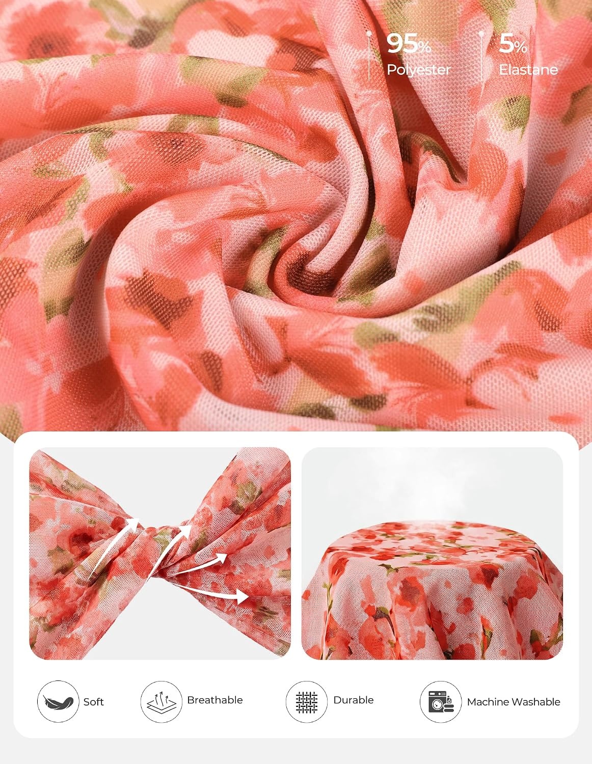 image:imageGRACE KARIN 2026 Womens Mesh Tops Ruffle Sleeve Dressy Casual Top Floral Boho Wrap Blouse Fashion OutfitsOrange Floral