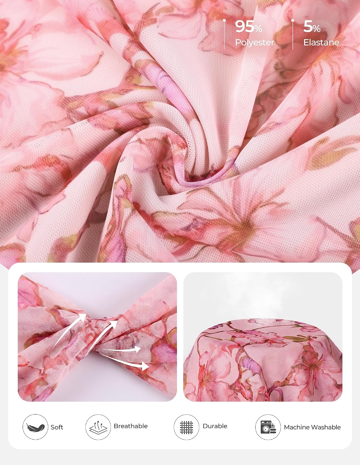 image:imageGRACE KARIN 2026 Womens Mesh Tops Ruffle Sleeve Dressy Casual Top Floral Boho Wrap Blouse Fashion OutfitsPink Floral