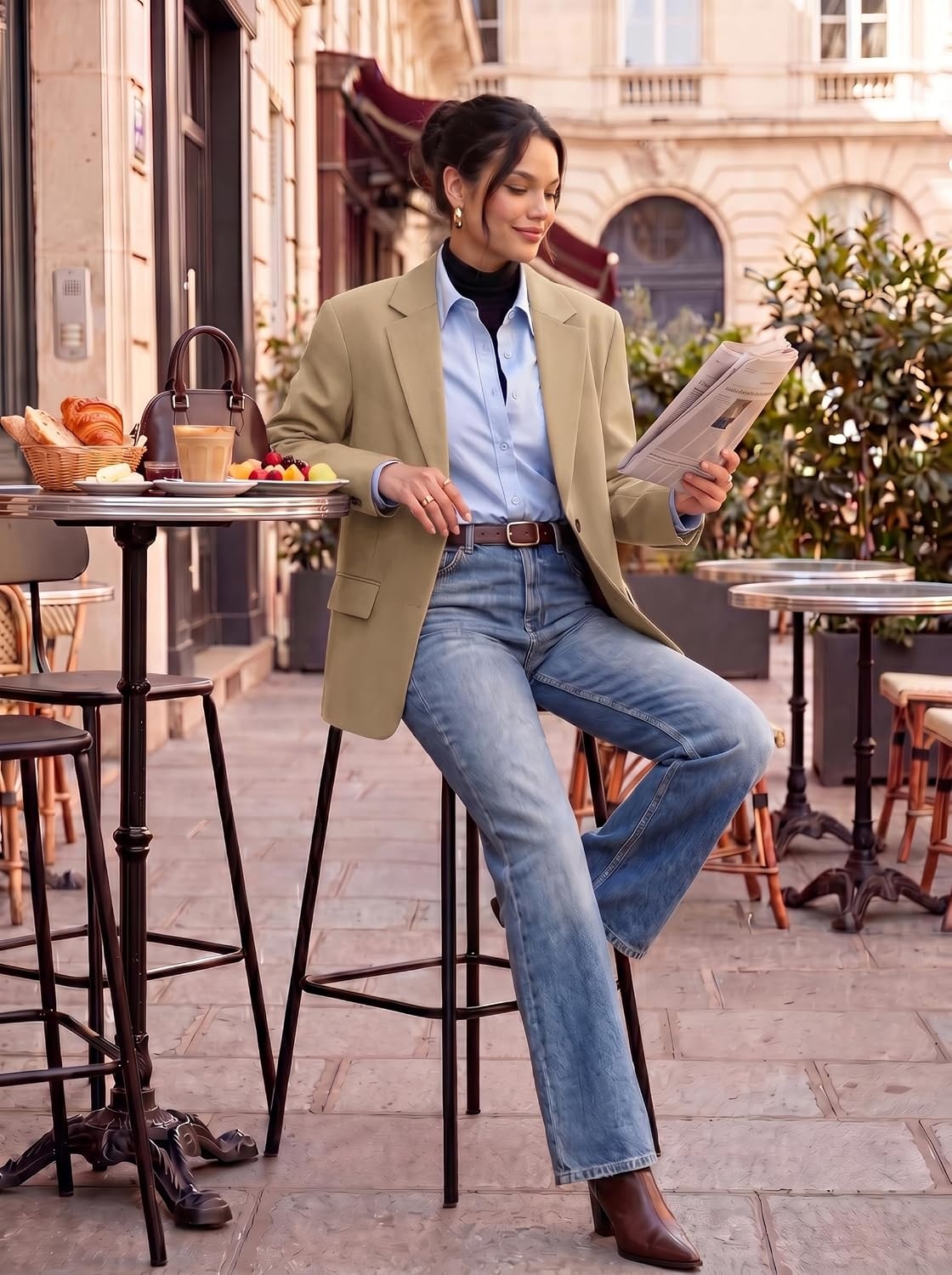 image:imageGRACE KARIN Womens Blazer Business Casual 2026 Fall Work Office Suit Jackets Long Sleeve Lapel Open Front with PocketsKhaki