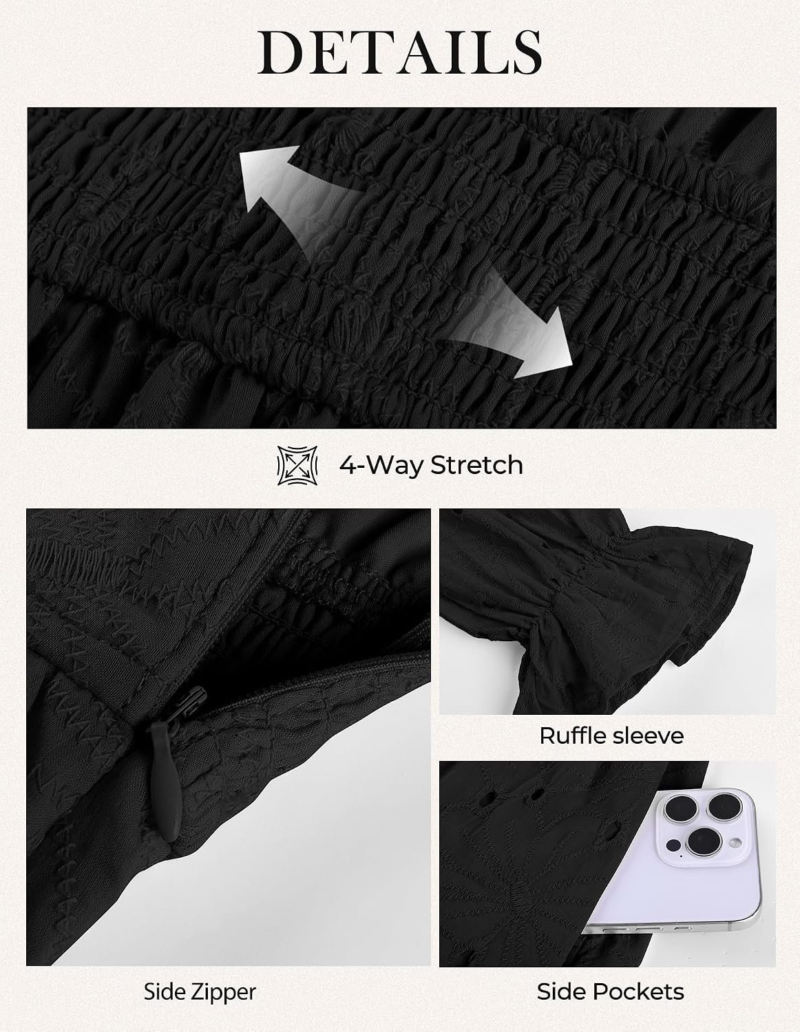 image:imageGRACE KARIN Womens Long Sleeve Maxi Dress 2026 V Neck Eyelet Casual Cotton Wedding Guest Dresses Fall Outfits with PocketBlack