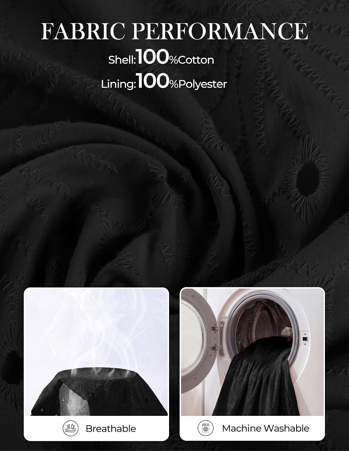 image:imageGRACE KARIN Womens Long Sleeve Maxi Dress 2026 V Neck Eyelet Casual Cotton Wedding Guest Dresses Fall Outfits with PocketBlack