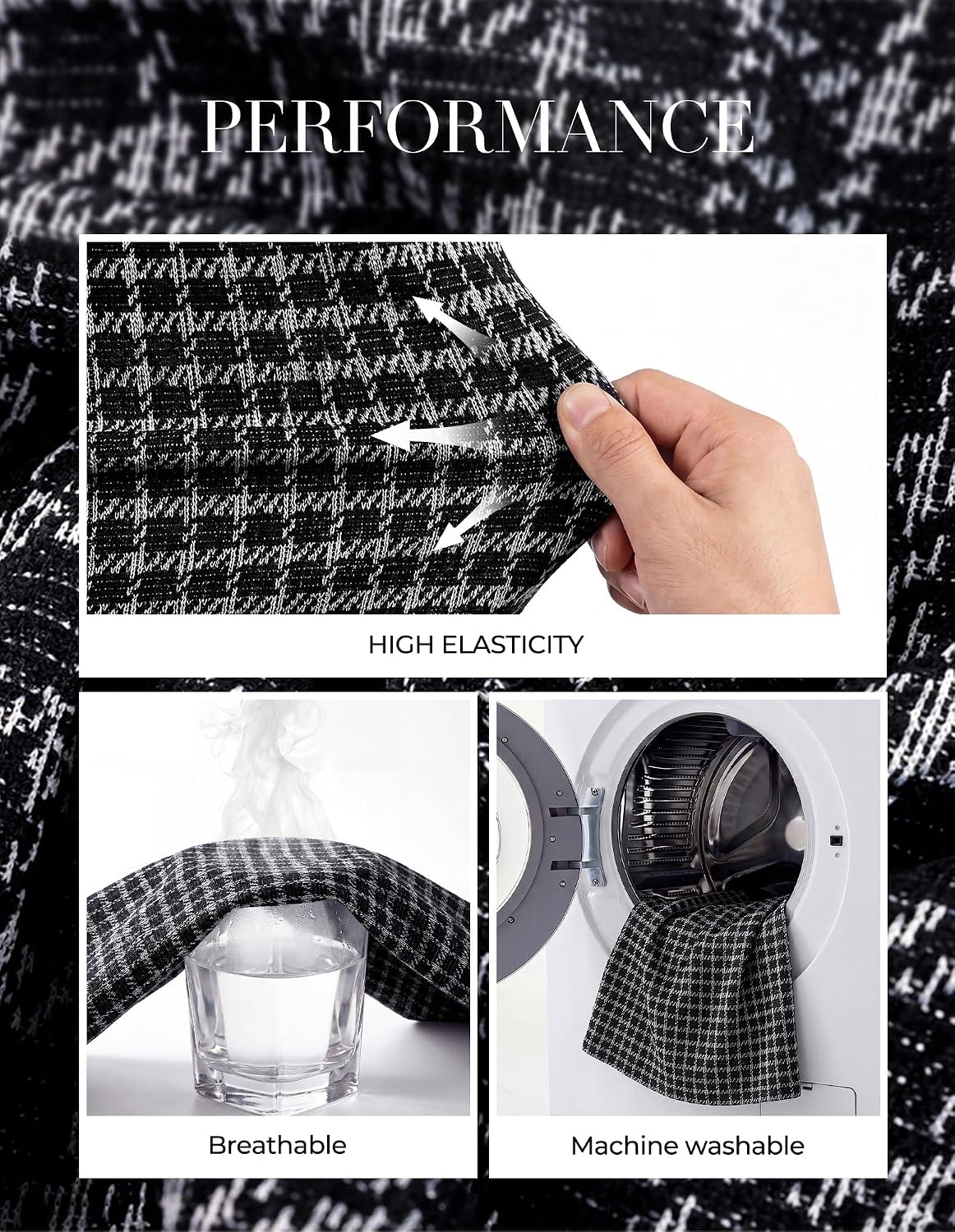 image:imageGRACE KARIN Fall Long Sleeve Mini Bodycon Business Work Dress Mock NeckSheathTweedSuitable for Business Casual EventConferencesChurchOffice SettingsBusiness TravelBlack
